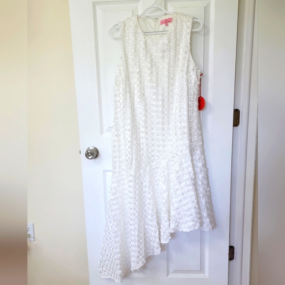 Anthroplogie Eva Franco Textured Asymmetrical Dress w/Floral Sunburst Pattern - Picture 6 of 7